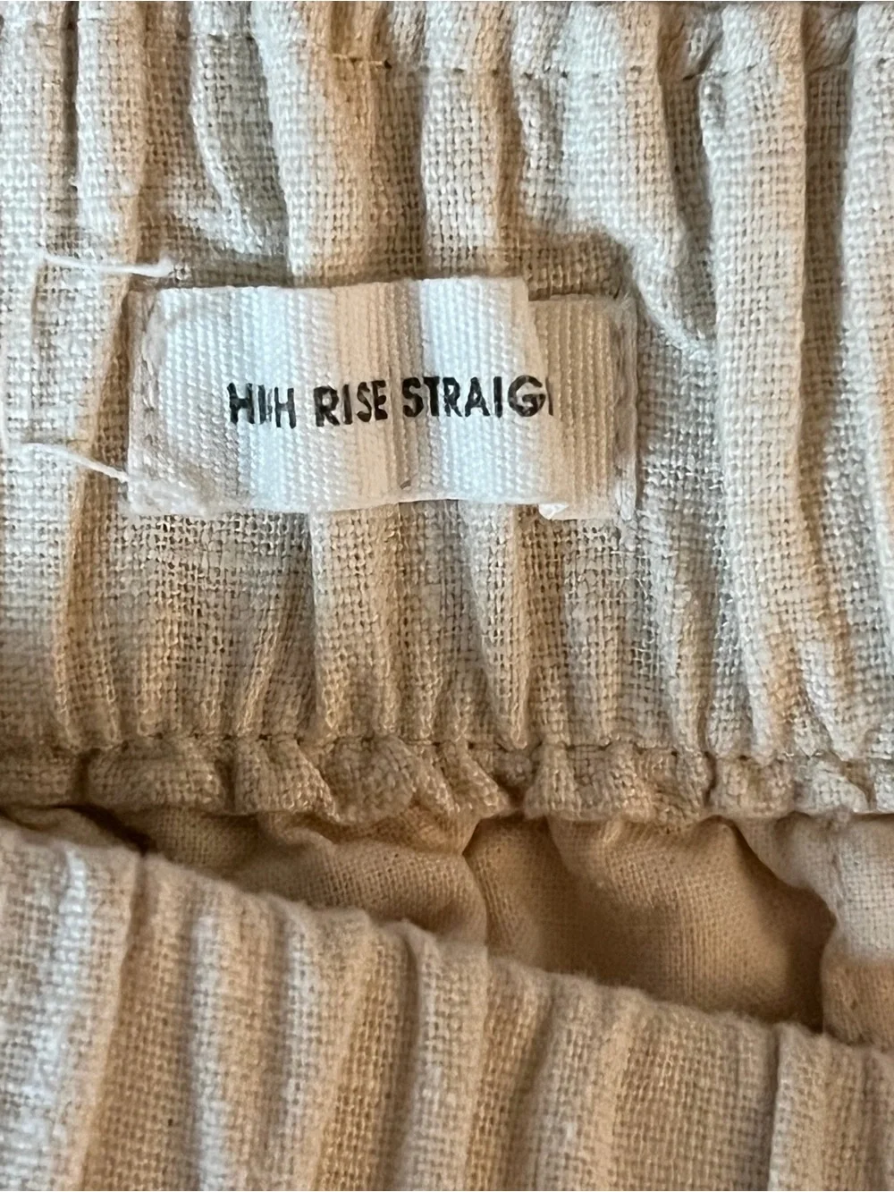 LOFT Outlet High Rise Straight Linen Blend Tan Pants Womens M
